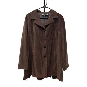 First Option Womens Brown Coat Size 16 Button Up